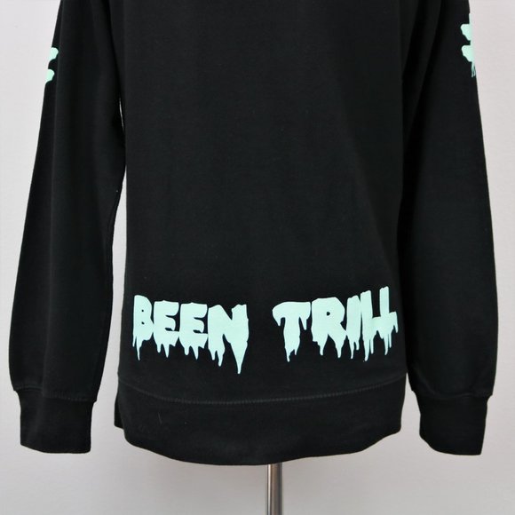 Been Trill Mall Ratz Black and Aqua Drip Logo Sweatshirt Women’s Size S - Picture 11 of 12